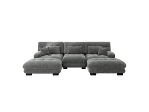 Canapé d'angle réversible fixe SEYAKANY  3 places Velours gris