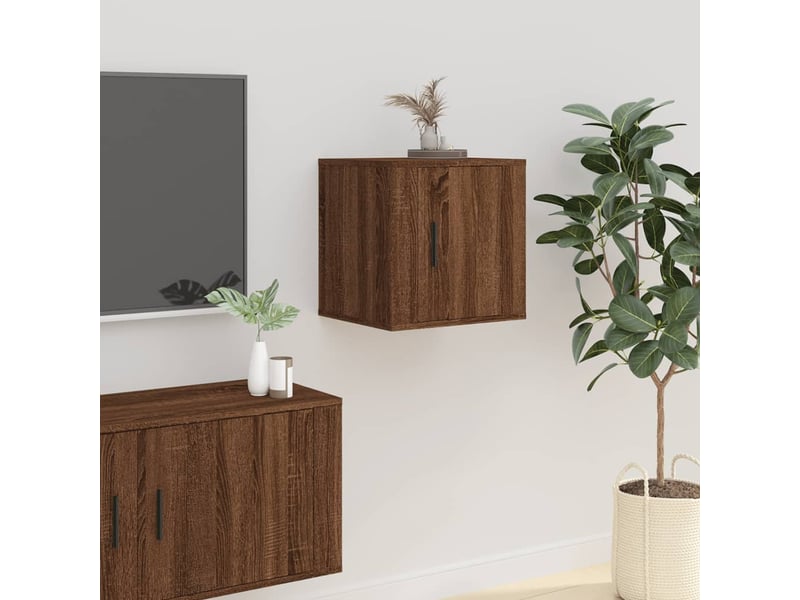  Lot de 2 meuble tv mural, meuble tv suspendu chêne marron 40x34,5x40 cm  - Conforama C