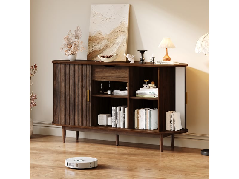 Buffet 2 porte(s) 1 tiroir(s) - 140 cm naturel panneau de particules  - Conforama D
