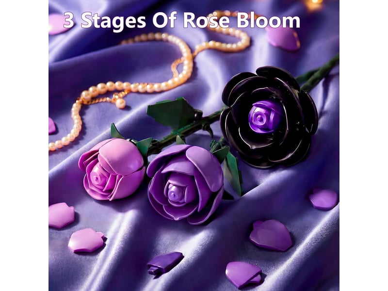  757 pièces bouquet de roses violettes en blocs de construction, fleurs à monter, décoration maison et bureau, cadeau  - Conforama D