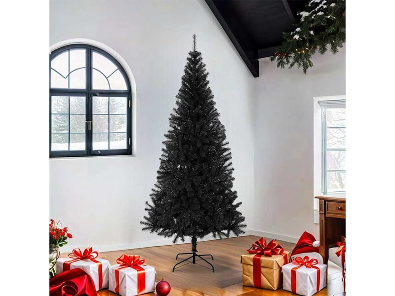  Sapin de noël artificiel, arbre de noël avec support noir 180 cm pvc  - Conforama A