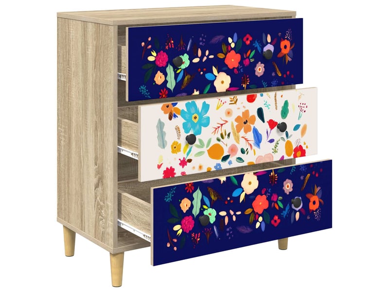  Commode chambre, meuble de rangement mainz imprimé floral 66 x 36,5 x 75 cm sonoma  - Conforama D