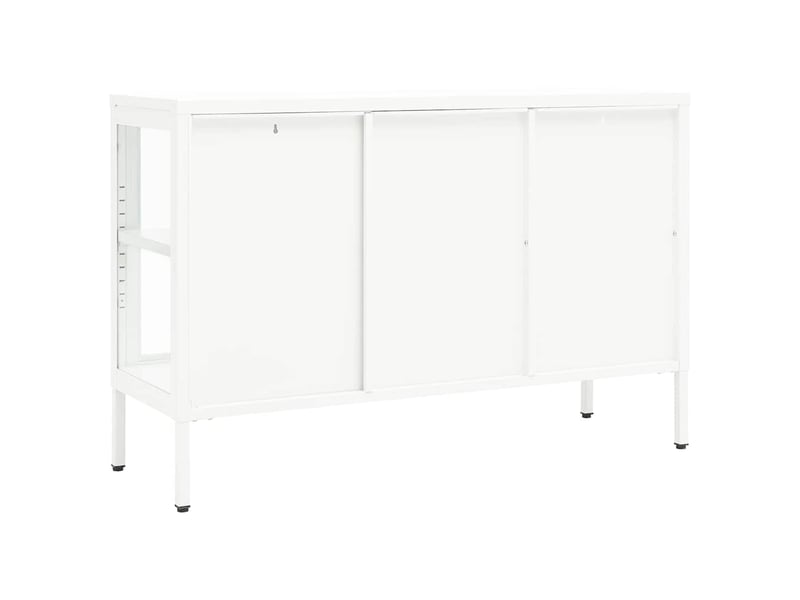  Buffet - bahut - meuble de rangement blanc 105x35x70 cm acier et verre  - Conforama E