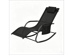 Fauteuil à bascule incurvé avec poche latérale, chaise longue pour extérieur
