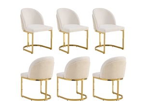 Lot de 6 chaises de salle à manger,59x52x85 cm,chenille,beige et doré