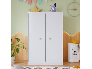 Armoire 2 portes avec barre de penderie pour chambre salon et chambre d'enfant en mdf blanc