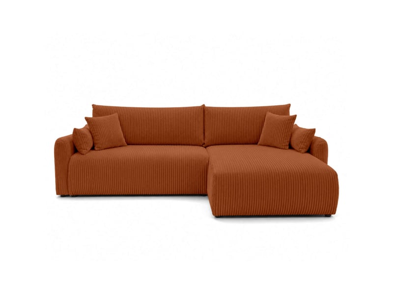  Apoline - canapé d'angle réversible convertible 4 places avec coffre en velours côtelé  - Conforama E
