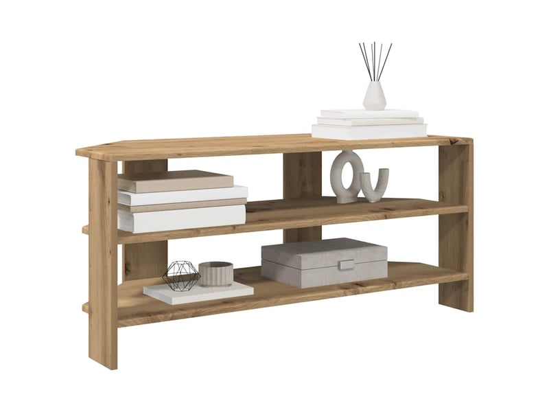  Meuble tv - banc tv - meuble de rangement d'angle 102x40,5x45cm chêne artisanal bois d'ingénierie  - Conforama C