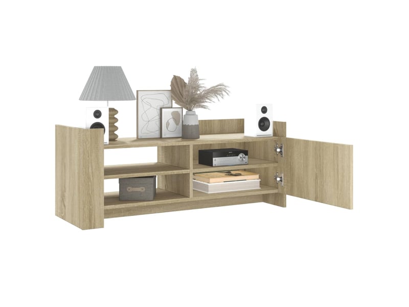  Meuble tv - banc tv - meuble de rangement chêne sonoma 100x35x40 cm bois d'ingénierie  - Conforama C