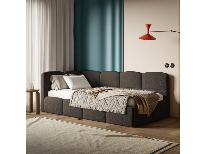  Selsey cloudy - lit rembourré - 170x185 cm - bouclé marron - côté gauche Cloudy - Conforama C