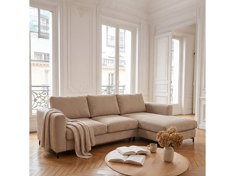 Canapé d'angle droit convertible - 4 places - velours côtelé - fiesole - beige 3CA52.CA.4AC.D.05 - Conforama B