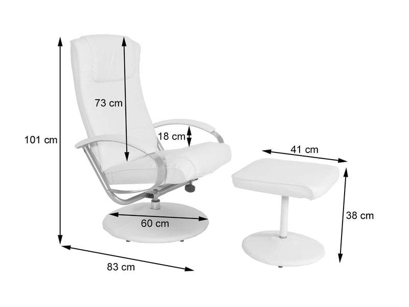  Fauteuil de relaxation n44, avec pouf, pivotant, simili-cuir - noir  - Conforama C