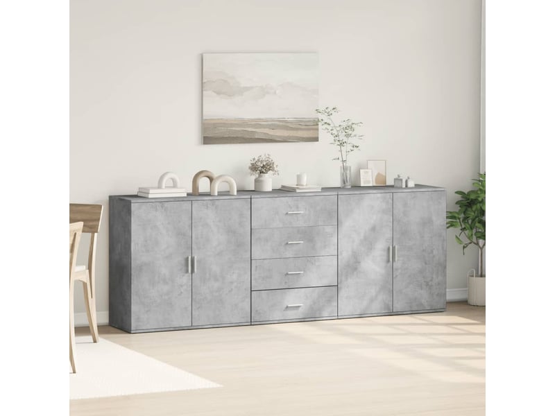  Buffets 3 pcs - bahut - meuble de rangement gris béton bois d'ingénierie  - Conforama B