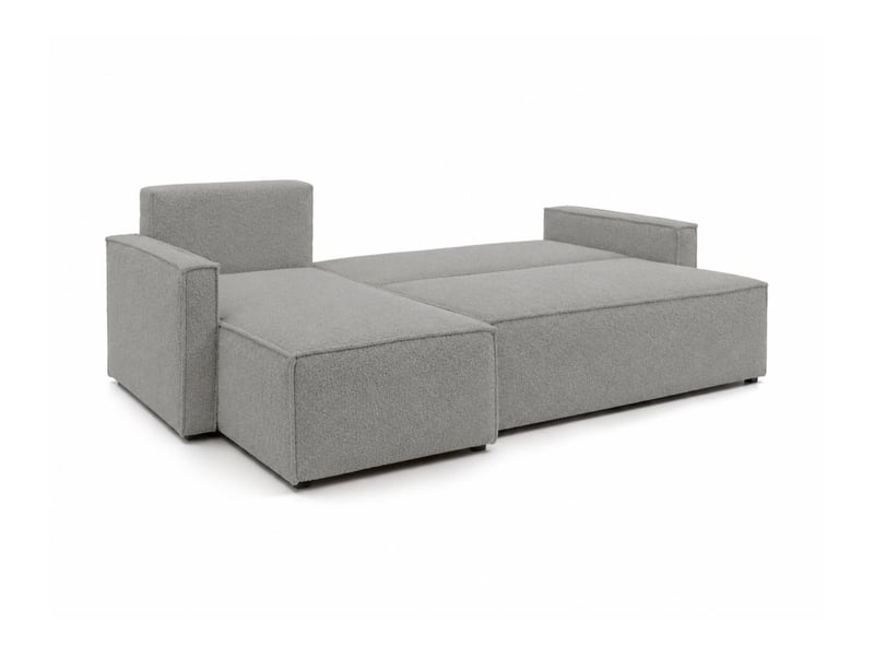 Farah - canapé d'angle reversible convertible 4 places accoudoirs slim en bouclettes texturées - Conforama C