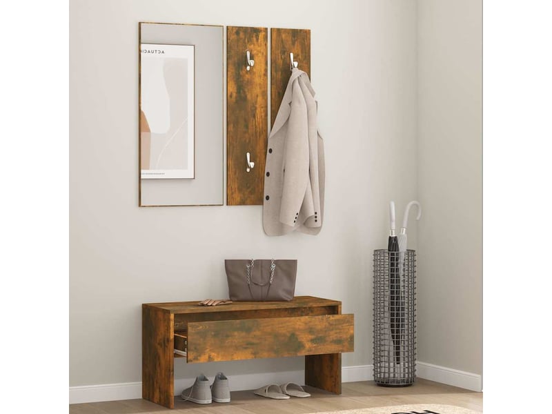  Ensemble de meubles de couloir chêne fumé bois d'ingénierie shl59747  - Conforama C