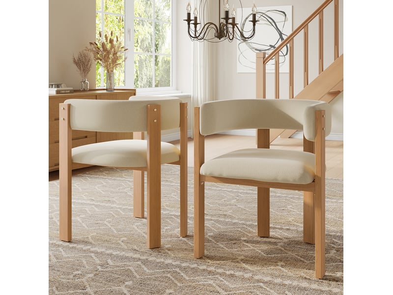  Lot de 2 chaises de salle à manger 47x48x72,5 cm, rembourrage épais, meuble cuisine, meuble salon, beige+naturel, métal  - Conforama D