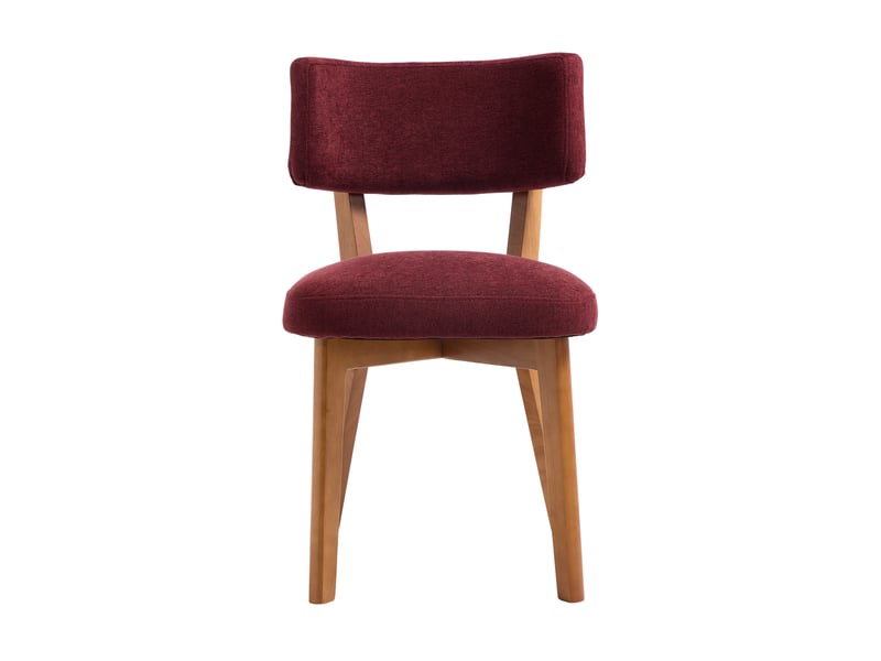 Lot de 2 chaises de salle à manger 54,5 x 47 x 77 cm rouge bordeaux en bois et tissu, style mid-century - Conforama A