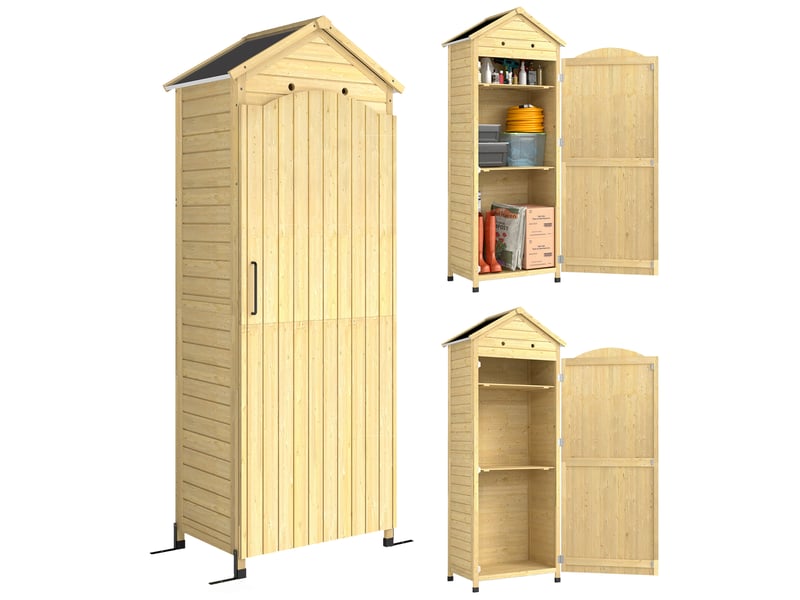  Armoire de jardin en bois toit acier galvanisé 85 x 58 x 213 cm  - Conforama A