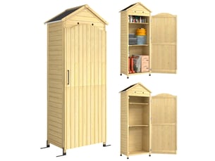 Armoire de jardin en bois toit acier galvanisé 85 x 58 x 213 cm