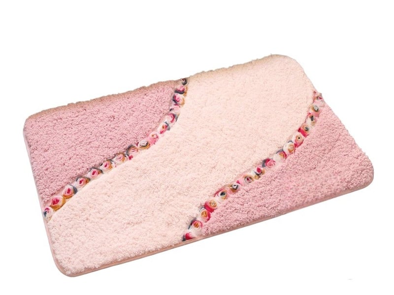  Tapis de bain en microfibre, motif floral - 50 x 80 cm  - Conforama A