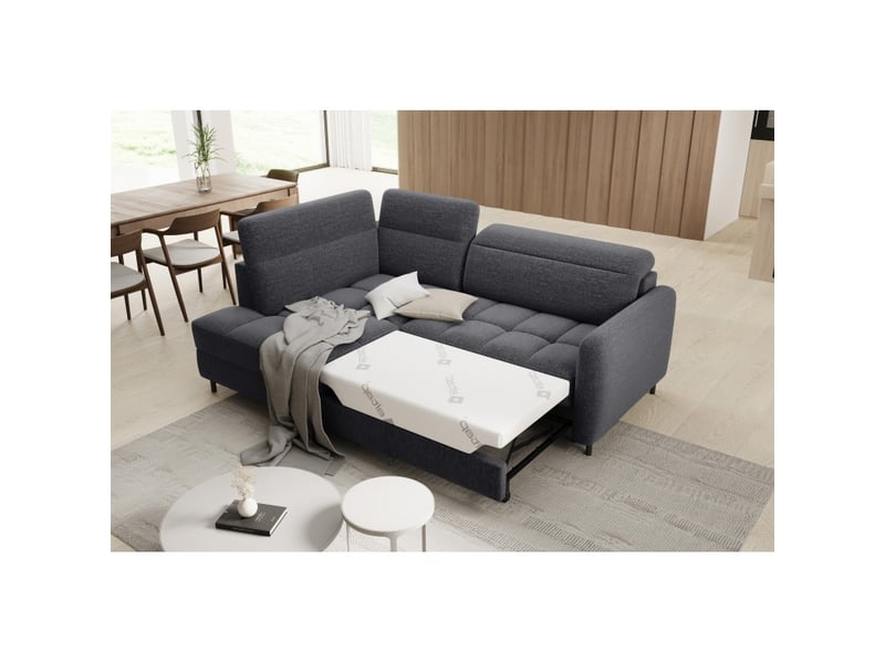  Canapé d'angle gauche convertible barnea 208 cm gris foncé avec rangement  - Conforama B