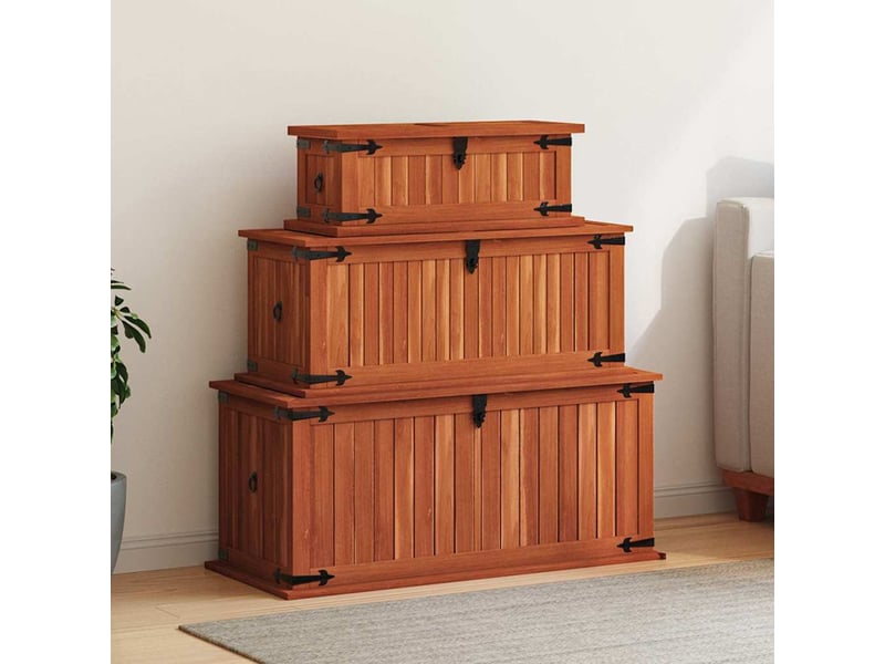 Coffres de rangement 3 pcs bois d'acacia solide - Conforama B