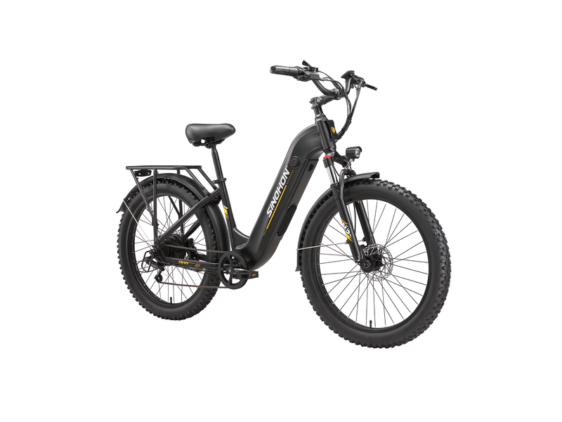  Vélo électrique 26  sinohon ak26, pneus larges, freins hydrauliques, noir  - Conforama C
