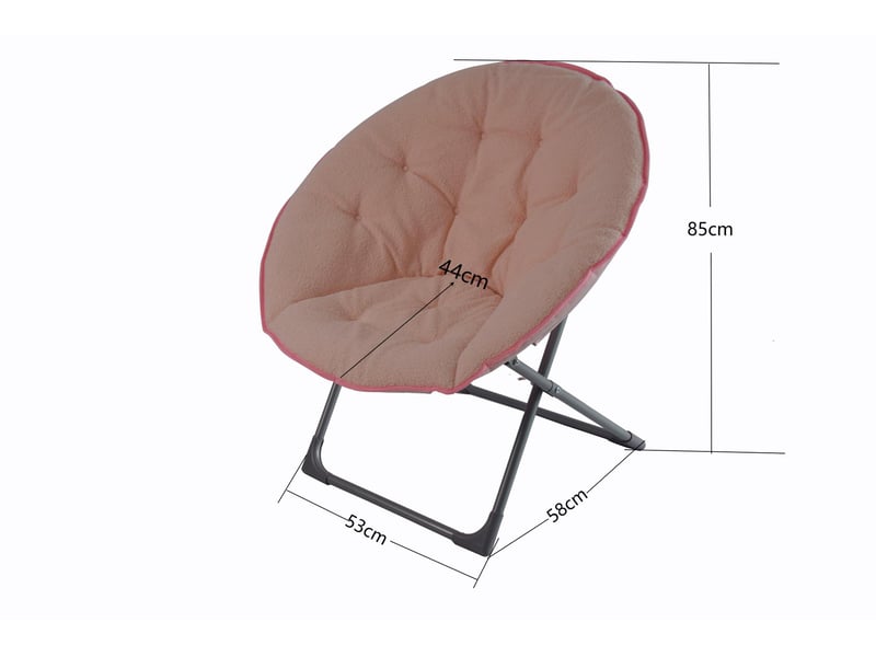 Fauteuil pliant lune avec assise moelleuse et structure stable, pour intérieur et extérieur, en tissu rose - Conforama E