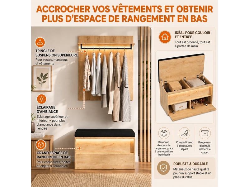  Armoire 4 portes blanche avec persiennes et 6 tiroirs 180x50x200 cm  - Conforama E