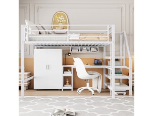 Lit mezzanine 140x200 cm <strong>MODENUIT </strong>  <strong></strong> coloris blanc