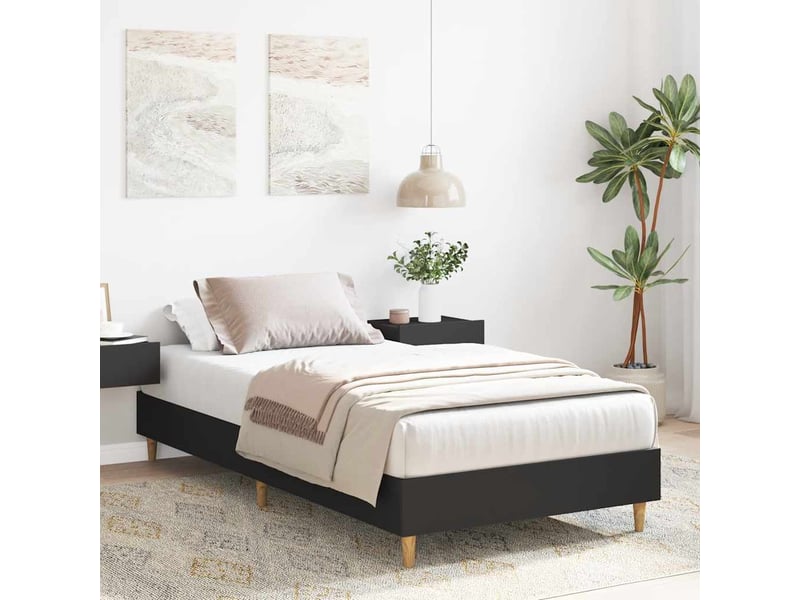  Lit simple- lit adulte -  cadre de lit sans matelas noir 100x200 cm bois d'ingénierie  - Conforama B