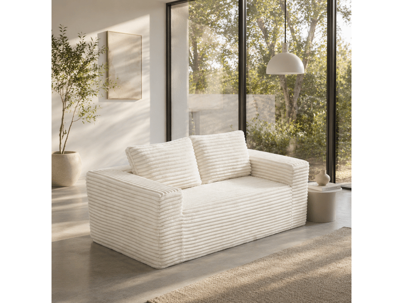  Canapé de sol tcqpz 2 places 160 x 88 x 58 cm sans montage en velours côtelé beige  - Conforama B