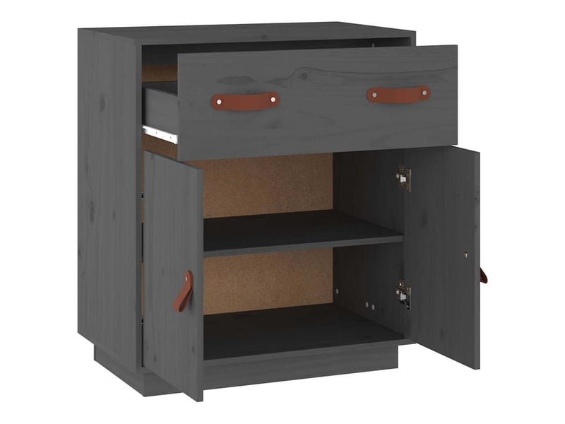  Buffet - bahut - meuble de rangement gris 65,5x40x75 cm bois massif de pin  - Conforama D