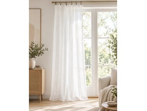 Rideau ajustable + 8 anneaux pince 140 x 270 cm 100% lin lavé evy blanc