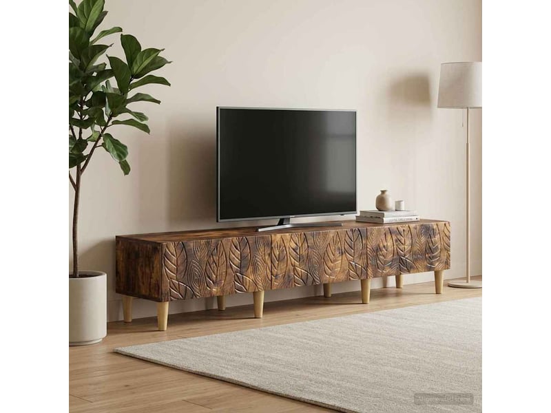  Meuble tv - banc tv - meuble de rangement 147 x 34,5 x 30 cm chêne fumé bois d'ingénierie  - Conforama C