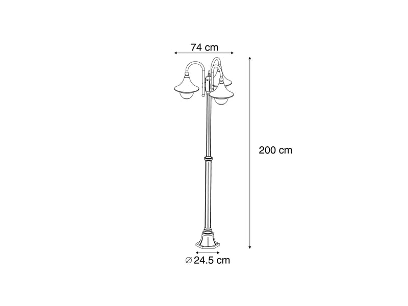 Lanterne d'extérieur classique noire 200cm 3 lumières ip44 - daphne  - Conforama C