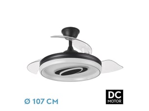 Fabrilamp maracana plafonnier ventilateur led 57 w, 5980 lm, moteur dc, 3 pales rétractables, ø 107 cm, noir