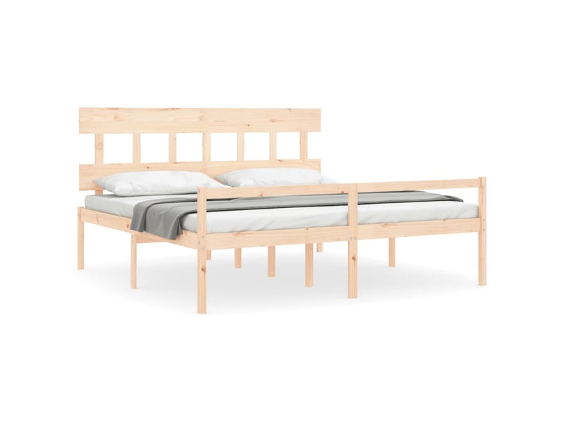Lit double- lit adulte - lit pour personne âgée et tête de lit 200x200 cm bois massif - Conforama A