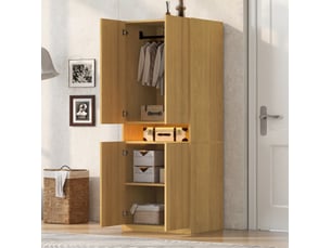 Armoire 4 porte(s) battante 0 tiroir(s) <strong>HAVRYA</strong> <strong></strong> coloris bois clair largeur 70 cm