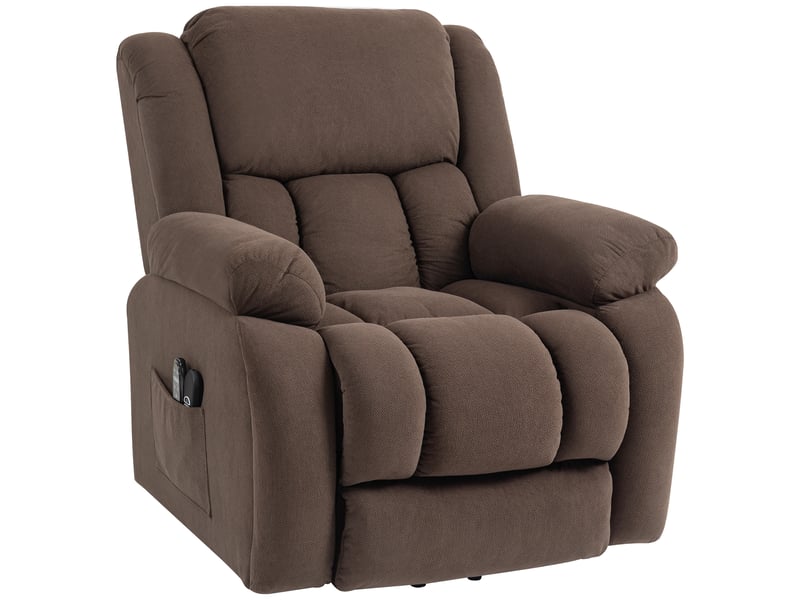  Fauteuil releveur électrique massant chauffant inclinable repose-pieds tissu marron  - Conforama A