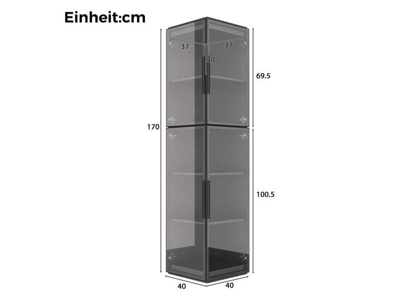  Vitrine 40x40x170 cm - éclairage led - grand rangement - mdf - design moderne - pour salon et salle à manger - meuble de rangement - noir CozyNest - Conforama D