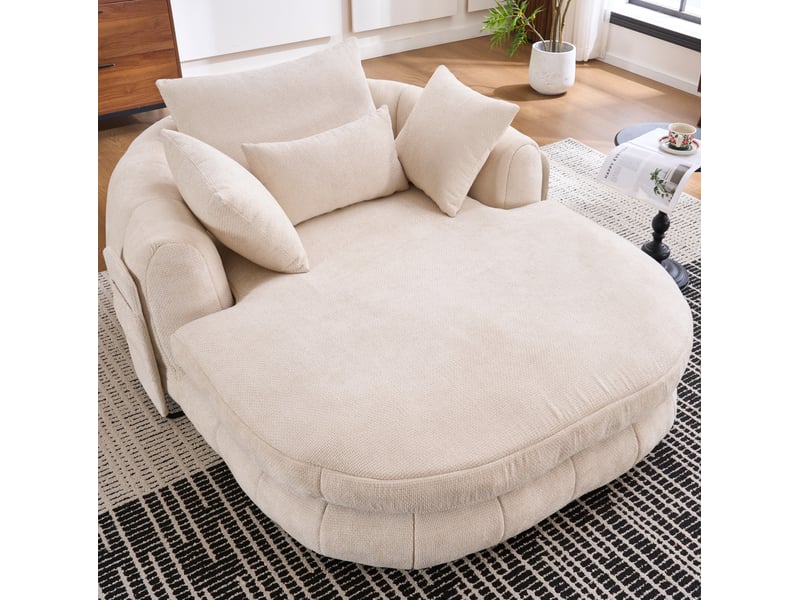  Méridienne convertible 1 place en tissu blanc, assise profonde et coussins souples pour vos instants lecture  - Conforama E