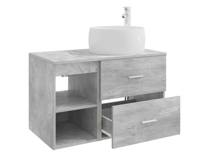 Ensemble de mobilier de salle de bain 2 pcs gris béton shl4156 - Conforama D