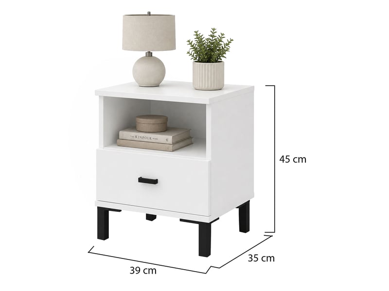  Commode de chevet jinja, un tiroir, 39x35x45h cm blanc mat Jinja - Conforama D