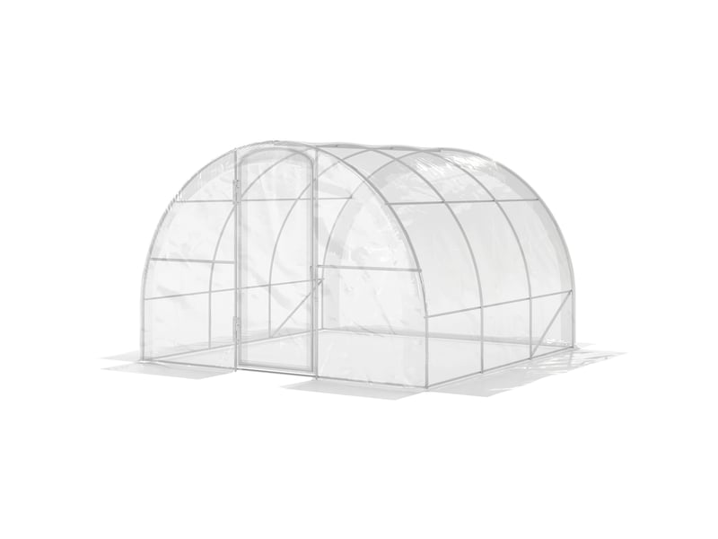 Serre de jardin tunnel 3 x 3 x 2 m 9 m² avec porte à charnières bâche en pe 150 gm² pour légumes plantes fleurs - Conforama B