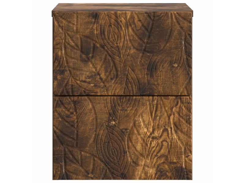 Table de chevet - cabinet de chevet - table de nuit mural 2 pièces chêne fumé 34,5 x 33 x 40 cm - Conforama E