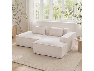 Canapé droit compact avec assise à ressorts ensachés - rembourrage haute densité polyester beige 235 × 129 × 70 cm