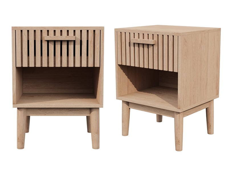  Table de nuit lot de 2, table de chevet bois massif avec tiroirs et compartiments ouverts, table d'appoint pour salon chambre, 40 x 35 x 55 cm  - Conforama A