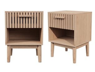 Table de nuit lot de 2, table de chevet bois massif avec tiroirs et compartiments ouverts, table d'appoint pour salon chambre, 40 x 35 x 55 cm
