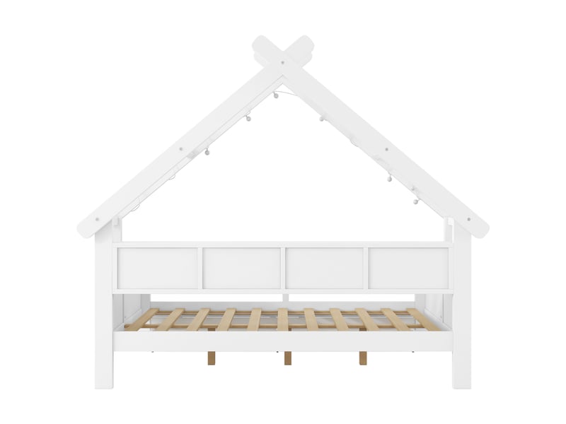  Lit en forme de maison en mdf pin et contreplaqué blanc 140x200 cm  - Conforama A